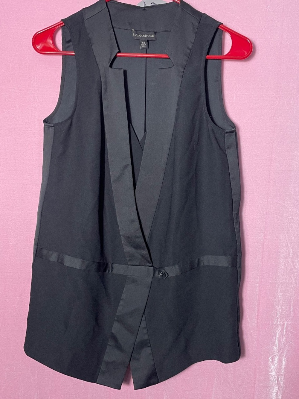 Banana Republic WMS sz.XS notched tuxedo lapel vest with with inner blouse feat.
